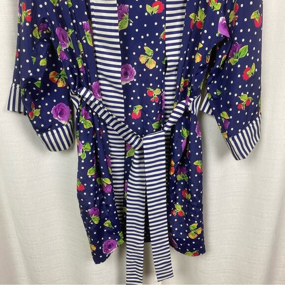 Victoria’s Secret Vintage Gold Label Blue Floral Robe Sz.OS - Picture 5 of 13